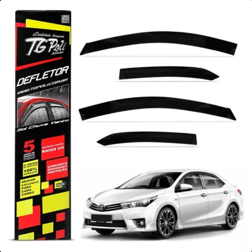 Calha de Chuva Fumê TG Poli Corolla 4 Portas 2015 até 2019 em Oferta na Shopee
