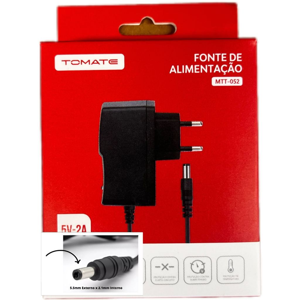 fonte de energia alimentaçao bivolt 5v 2a para tv box 2A Original Tomate em Oferta na Shopee