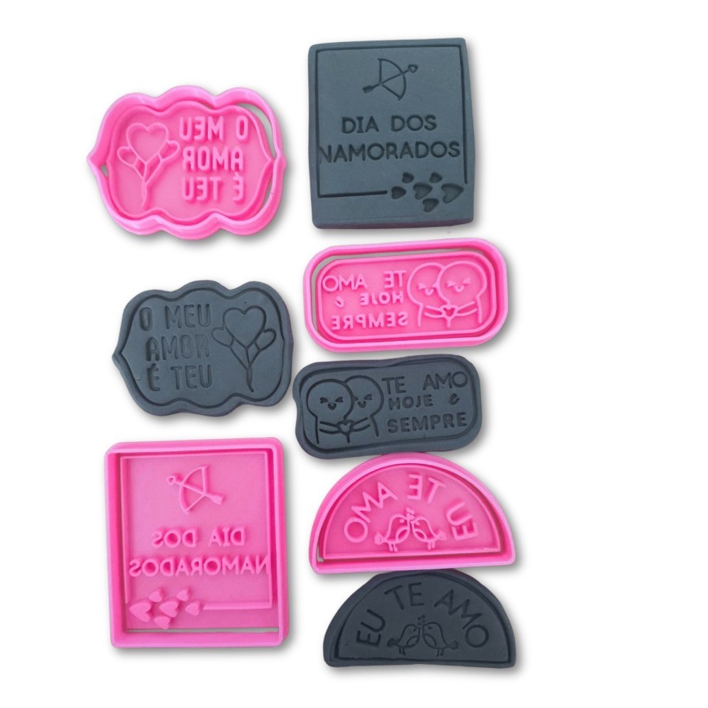 Casal Passarinhos Namorados Te amo Cortador de Biscoito / Cookies / Massinha / Biscuit Carimbo KIT 4 PEÇAS