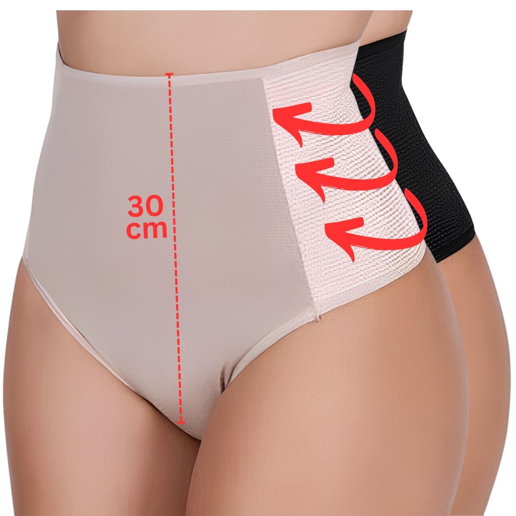 Kit 2 Calcinha Modeladora Pala Lateral Seca Barriga Compressão - Manu