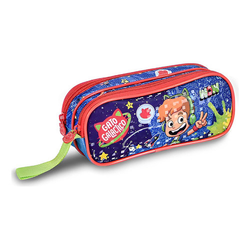 Estojo Escolar Gato Galáctico Porta Lápis Bolso Duplo Oficial