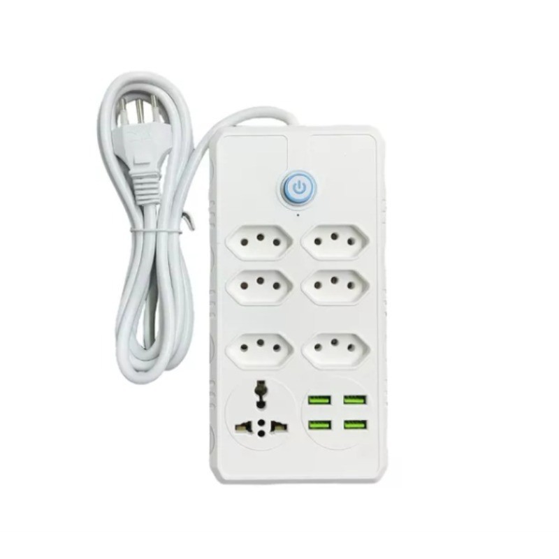 Extensão Elétrica 7 Tomadas Régua Bivolt C/ 4 Usb Cabo 2m