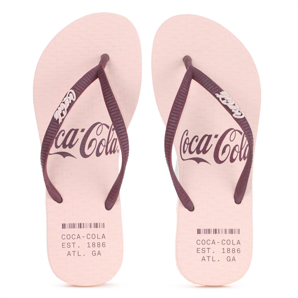 Chinelo Coca Cola Alma Rosa Claro e Bordô - Feminino