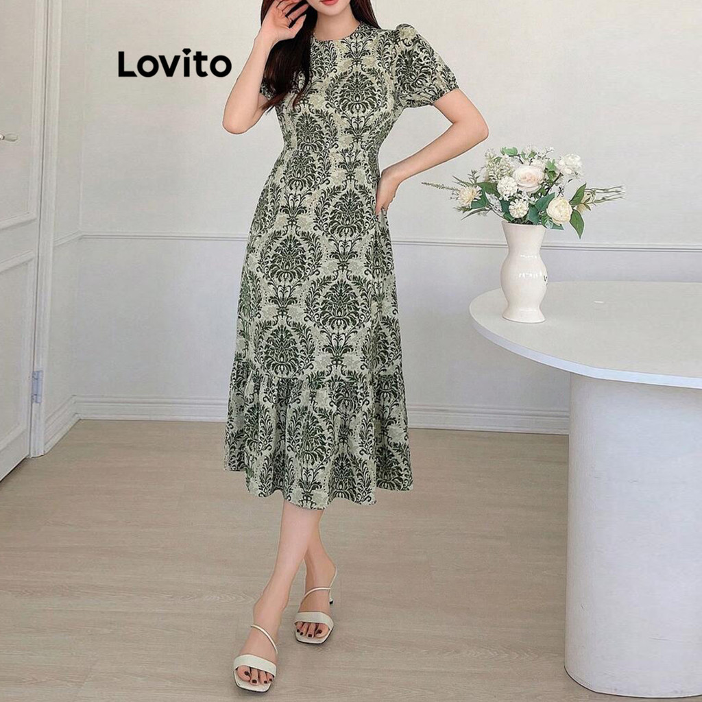 (Trendy) Lovito Vestido Boho Com Estampa Tribal Vestido De Verão Para Mulheres L91AD180 (Multicolorido) em Oferta na Shopee