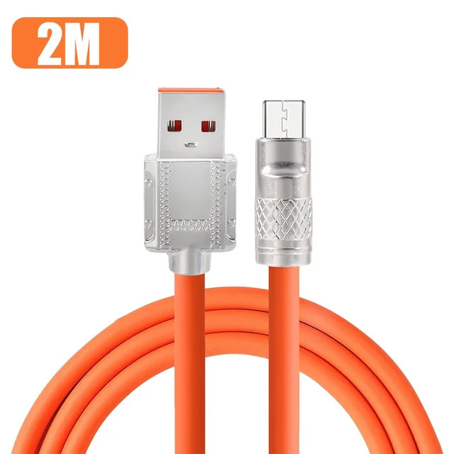 Cabo Turbo 2m 120w 6a USB Tipo C Para Xiaomi Iphone Motorola Samsung Ponta de Metal Cor Sortida