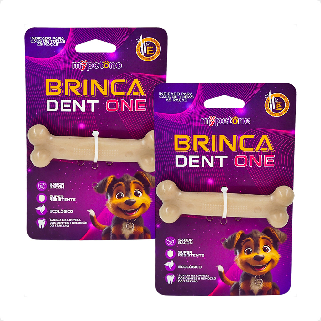 Kit 2 Brinquedo Osso Bamboo Brinca Dent One Sabor Bacon - I - Pequeno em Oferta na Shopee