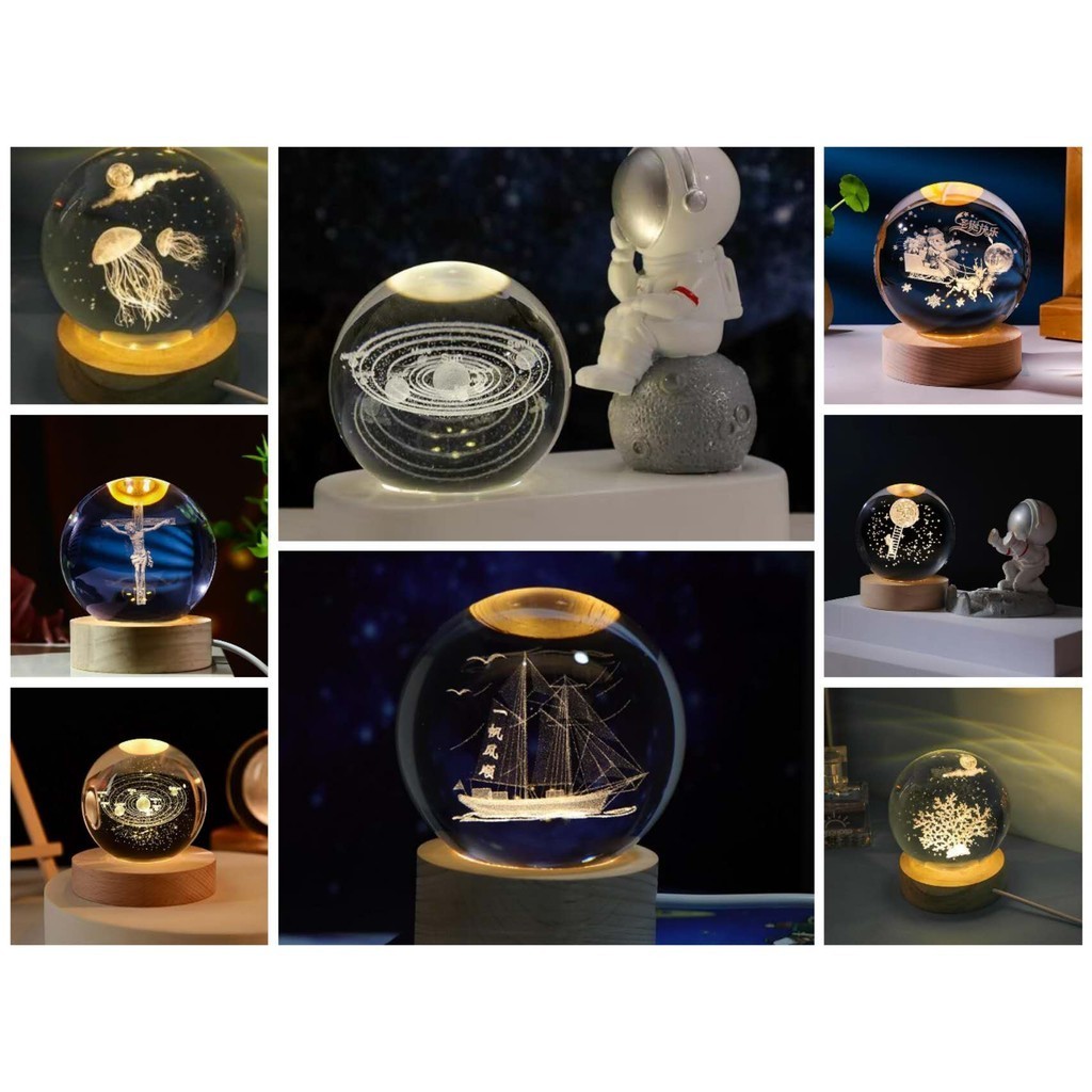 Astronauta, Santo Padre, Pégaso Golfinho e outros 50 tipos de luminárias de mesa com bola de cristal