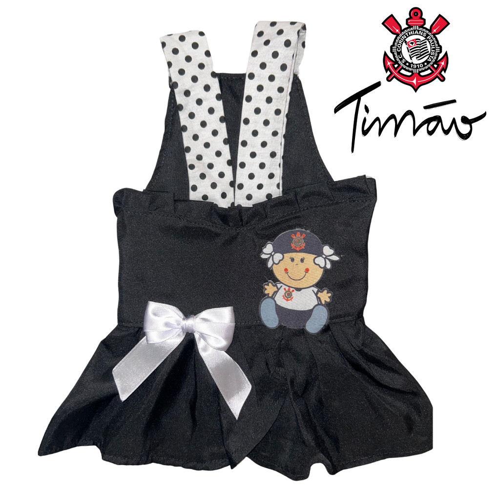 Vestido para pet do Corinthians cachorro e gato do Corinthians Timão