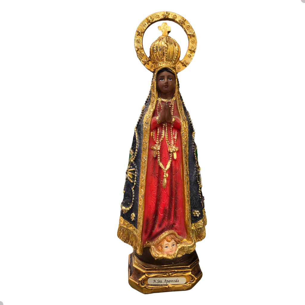 Imagem Nossa Senhora Aparecida 22cm Manto Brilho Resina