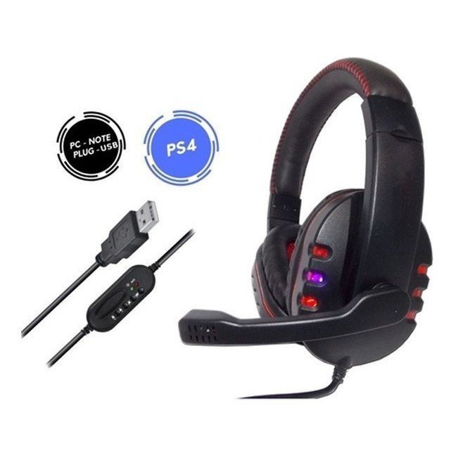 Fone De Ouvido Headset Gamer Usb COM Microfone Pc PS4
