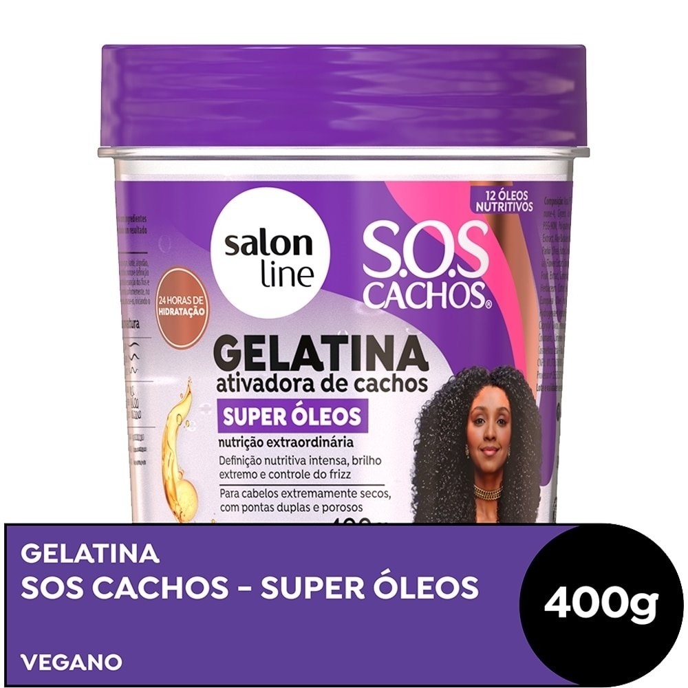 Gelatina Capilar Salon Line SOS Cachos | Super Óleos 400g em Oferta na Shopee