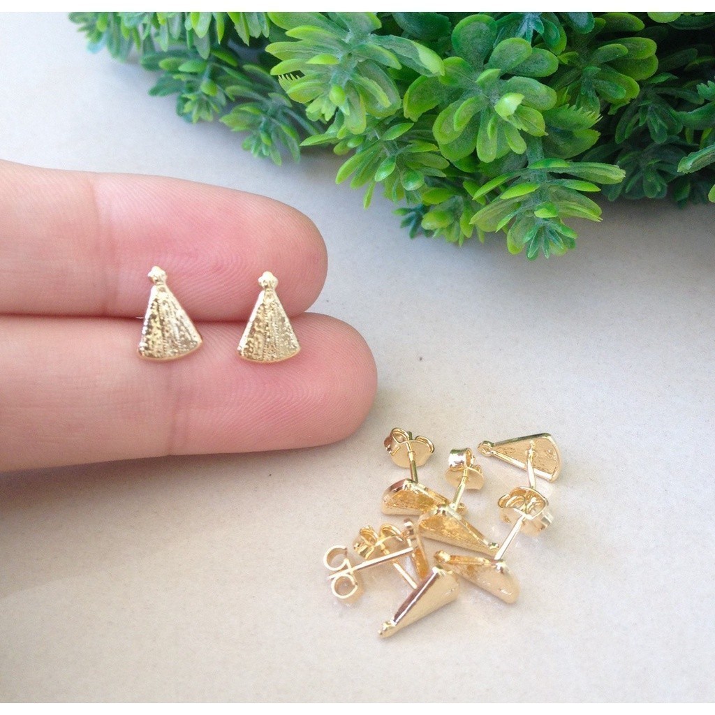 Brinco Santa Nossa Senhora Aparecida Folheado a ouro 18k Semi Joias