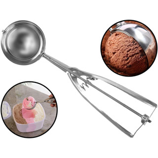 Colher Pegador Aço Inox Concha Para Sorvete Sobremesa Gelato Açaí Boleador Com Mola em Oferta na Shopee
