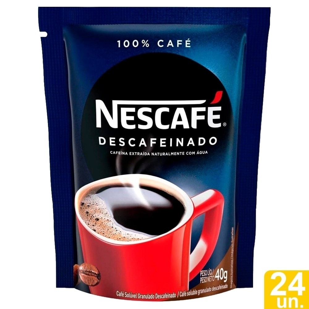 Café Solúvel Nescafé Granulado Descafeinado 40g - Embalagem com 24 Unidades - Food & Beverages