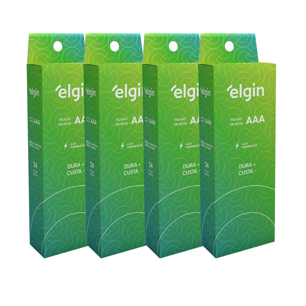 Kit 96 Pilhas Alcalina Tubo AAA Palito LR03 1.5V Elgin em Oferta na Shopee