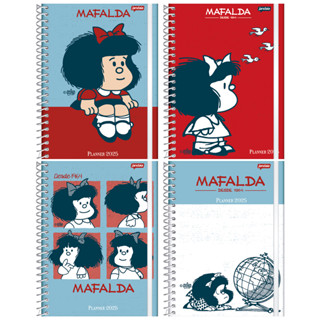 Agenda de Planejamento Espiral Capa Dura 17x24cm 160 Páginas Mafalda Jandaia - 1 Unidade Sortida em Oferta na Shopee