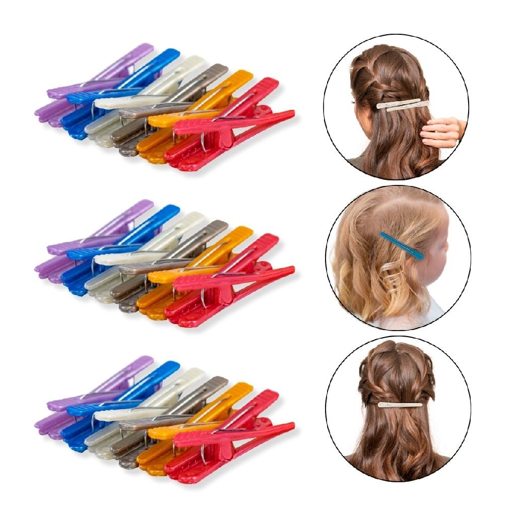 Kit 36 Prendedor Cabelo Presilha Bico Perolado Cabeleireira Cachos Lisos Crespos Adulto Infantil