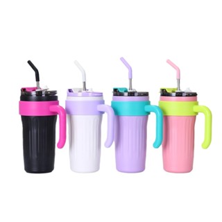 Copo de café portátil 860ML garrafa térmica de aço inoxidável com tampa, palha e alça