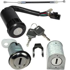Kit conjunto travas chave ignição Pop100 2007 a 2015 contato trava guidão banco 3 peças com cabo da trava do banco