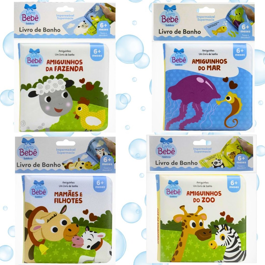 Promoção Livro de Banho P/ Bebês  Coleção Amiguinhos Ajuda No Contraste Impermeável Todolivro em Oferta na Shopee