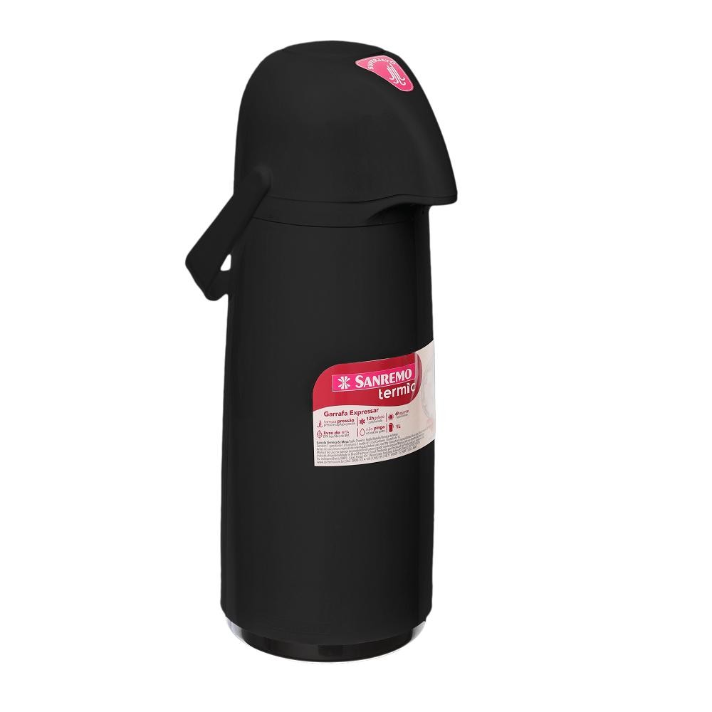 Garrafa Térmica Plástica Expressar Preta 1L Termic Sanremo em Oferta na Shopee