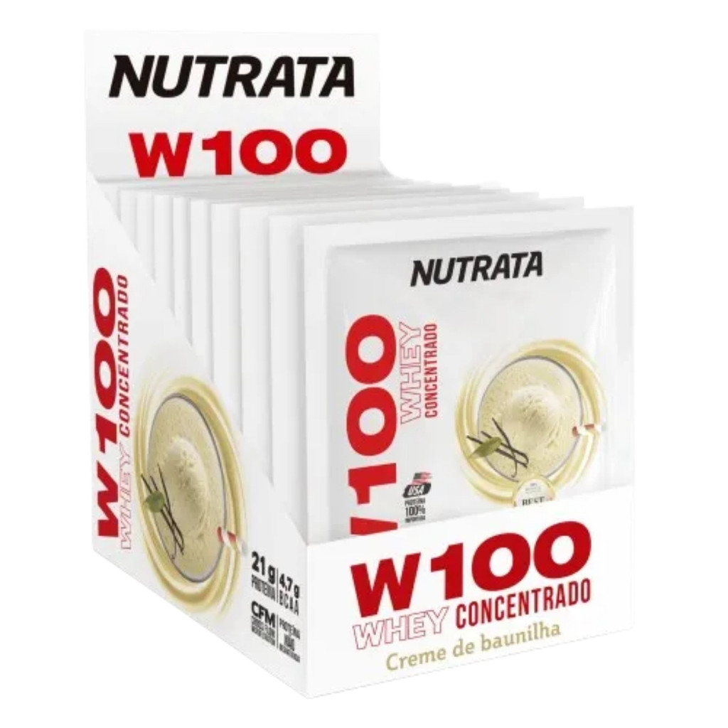 Whey Protein W100 Caixa Com 12 Unidades De 30g Nutrata Creme De Baunilha