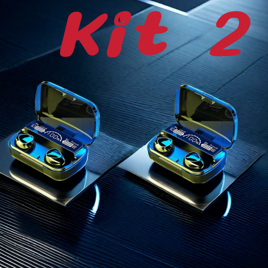Kit 2 M10 Bluetooth 5.1 Fones de ouvido sem fio TWS estéreo com carregador Power Bank  SU