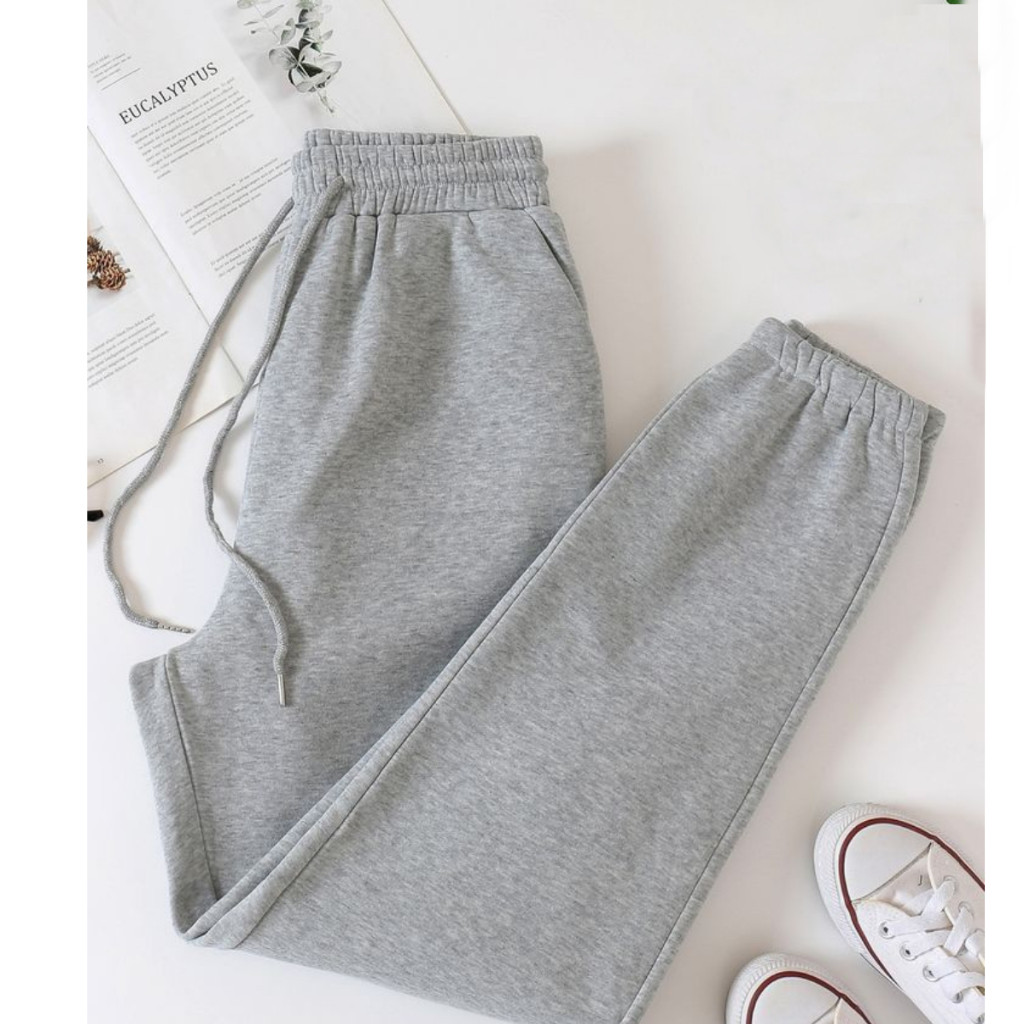 Calça moletom Ribana canelada jogger moletom / calça feminina