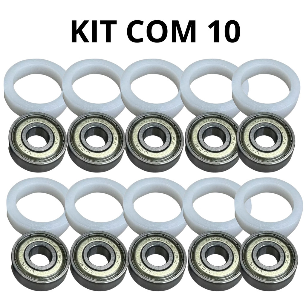 10 CalçosSuporte 30mm + 10 Rolamentos 608zz Rolimã Ventilador Substitui Buchas Universal