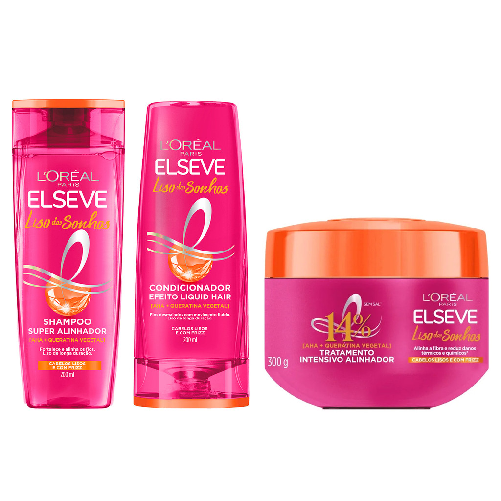 KIT ELSEVE EFEITO LISO DOS SONHOS SH + COND + MÁSC - 3 ITENS
