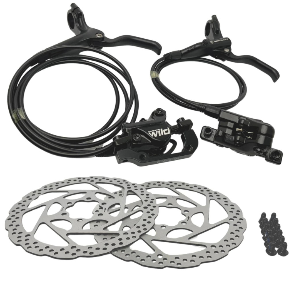 PAR FREIO HIDRÁULICO ABSOLUTE WILD 2 HD-220 - PINÇA 2 PISTÕES C/ DISCOS DE 6 PARAFUSOS 160MM PRETO