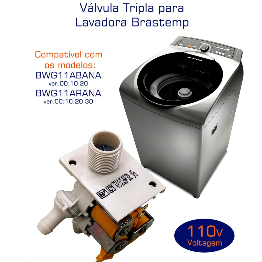 Valvula Entrada Agua 3 Vias 127v Lavadora de roupas Brastemp Bwg11