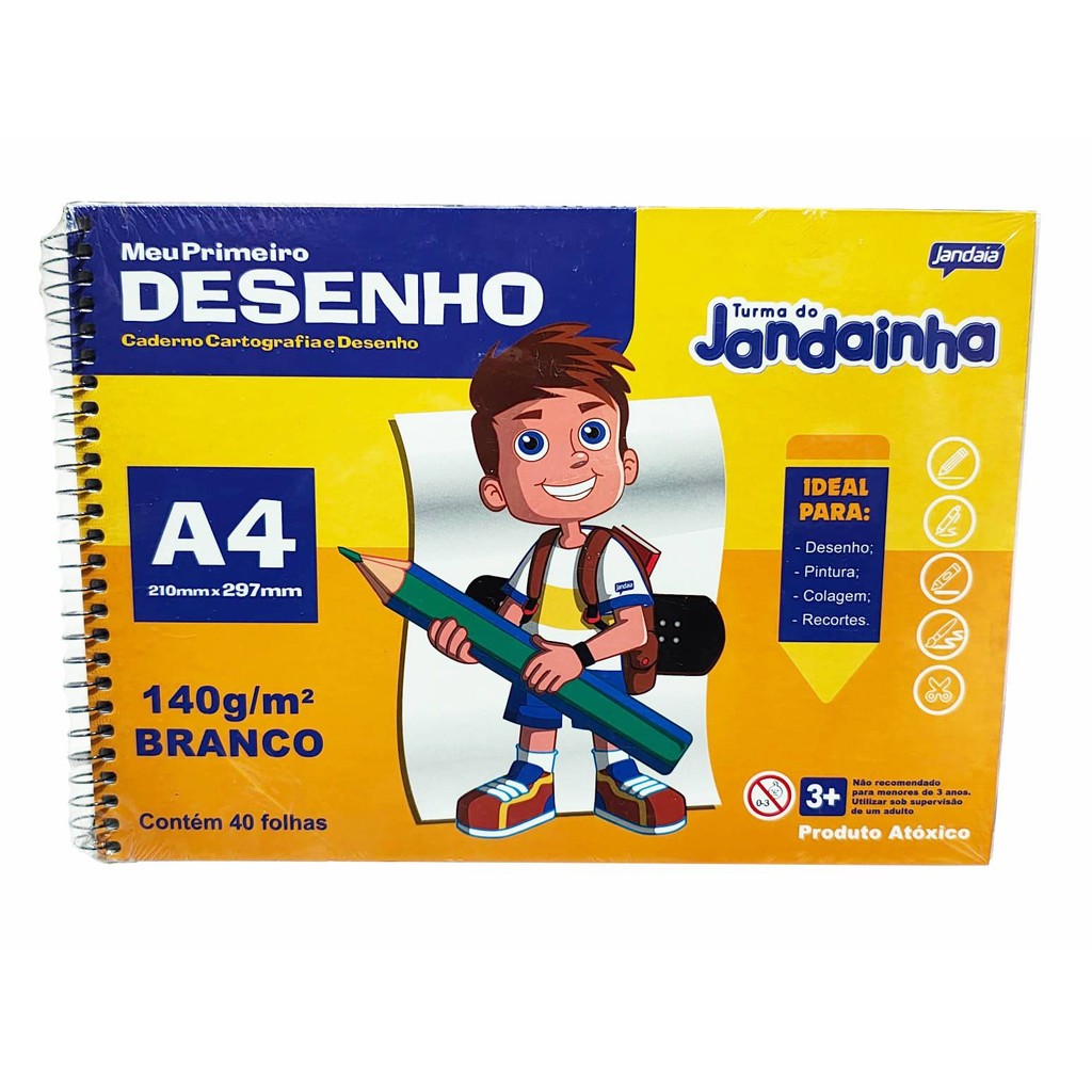 Caderno Cartografia e Desenho A4 Meu Primeiro Desenho 40 Folhas 140 g/m² 77177 - Jandaia
