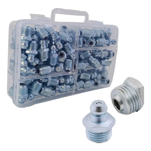 Pino Bico Graxeiro Reto Lubrificação 8mm Rosca M8x1,0 100 Un