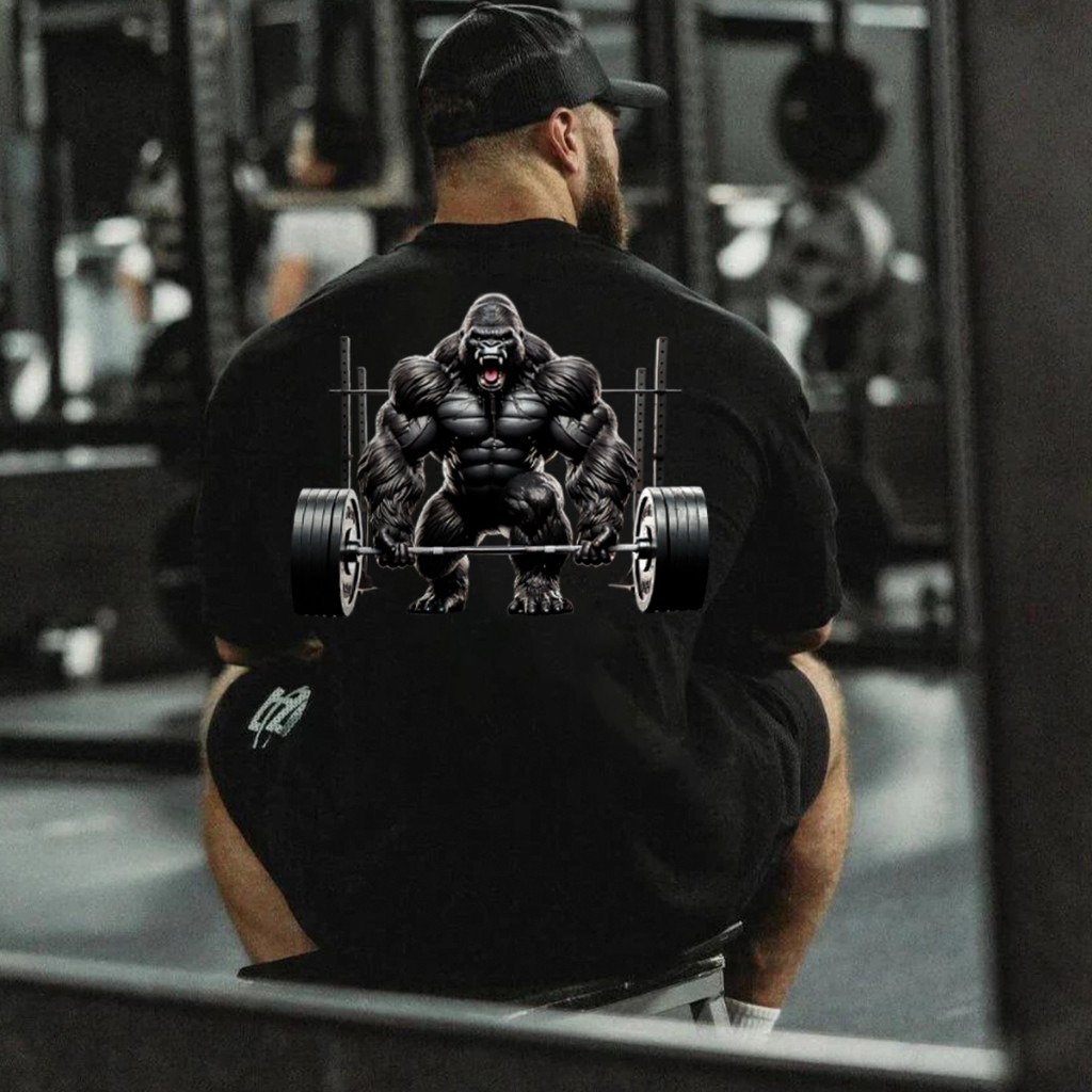 Camiseta Oversized Streetwear Estampada Masculino Gorila Maromba Academia Novo 100% Algodão