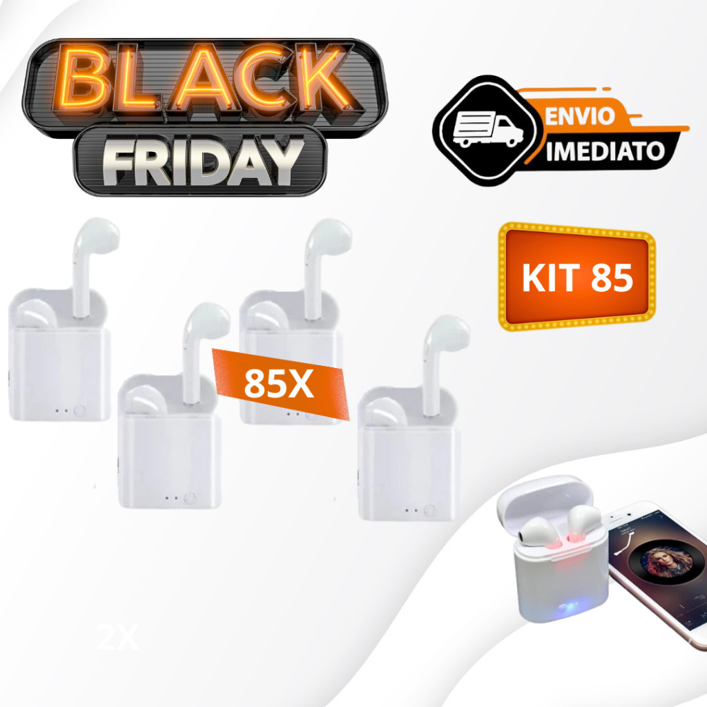 Kit 85 Fones sem fio i7 Mini Tws Bluetooth Para Celular Com Microfone. Alta qualidade Envio Imediato
