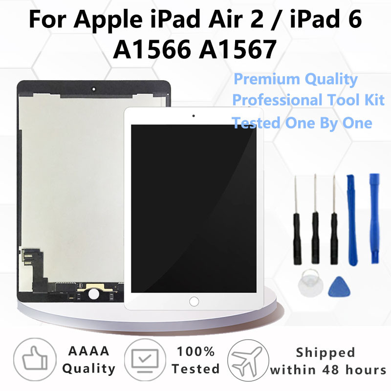 Novo Para Apple iPad Ar 2 6 A1567/A1566 Cabo OEM Display LCD Tela De Toque Digitador Assembléia Substituição