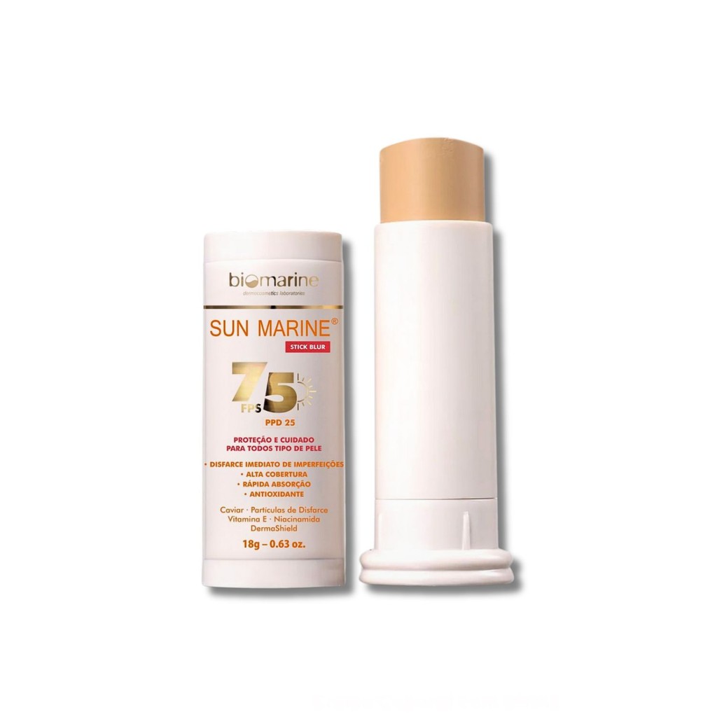 Biomarine Stick Blur Filtro Solar e Base Bastão FPS 75 Cores