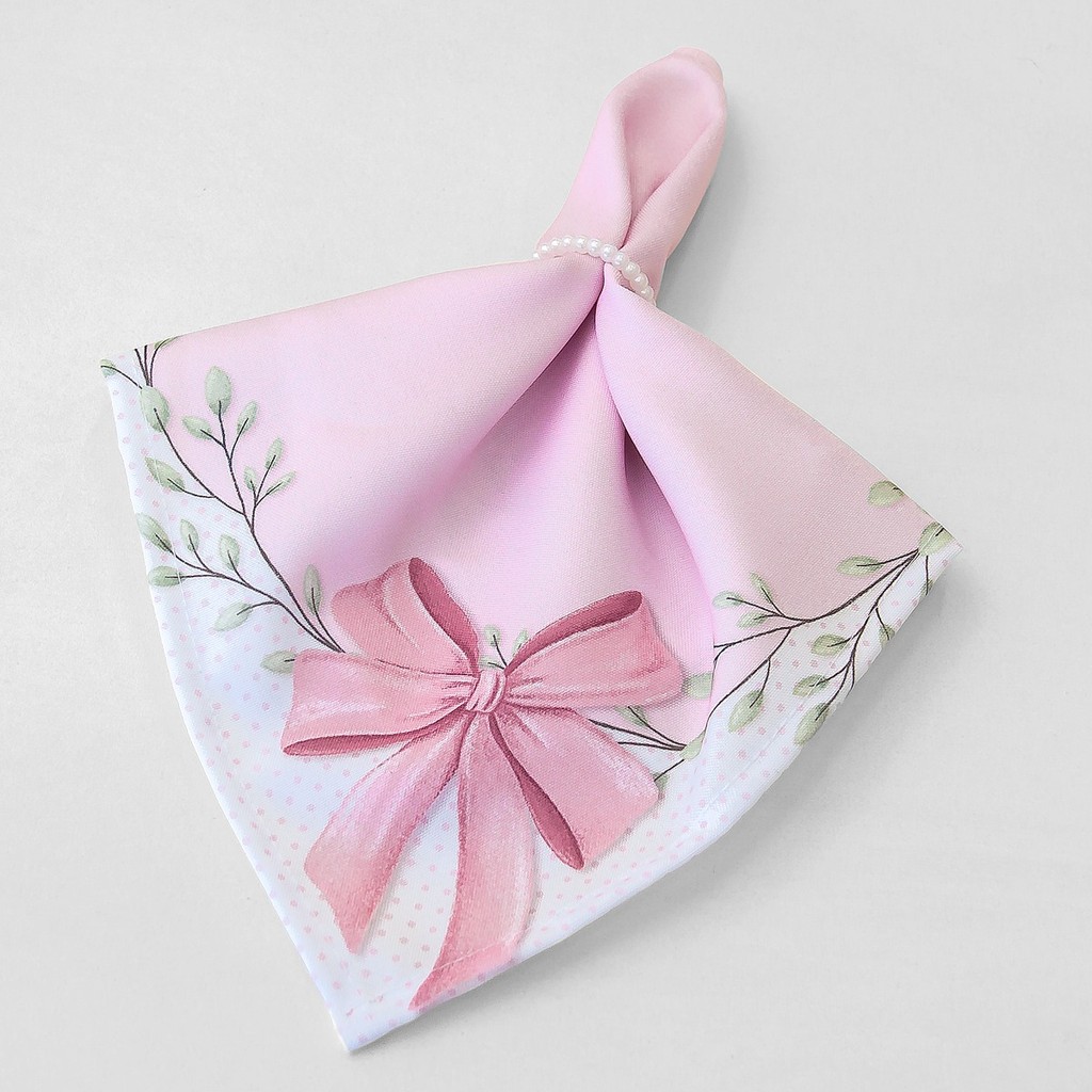 02 Guardanapo - Mesa Posta- Coleção Laço Rosé