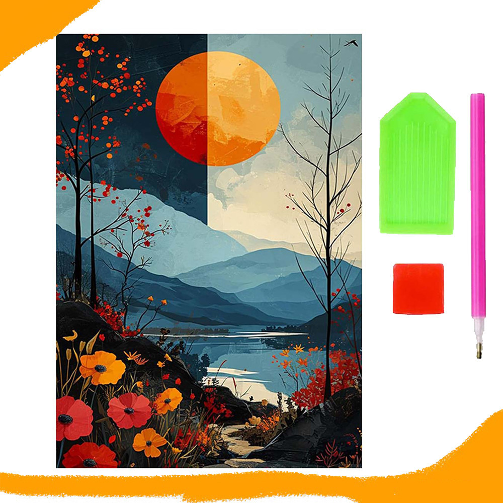 Kits de pintura com diamante redondo 5D da Lua Crescente DIY para iniciantes para decoração de casa 12x16 polegadas em Oferta na Shopee