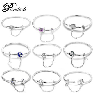 925 prata berloque rosa em forma de coração pulseira corrente de segurança corrente de osso de cobra compatível com cont em Oferta na Shopee