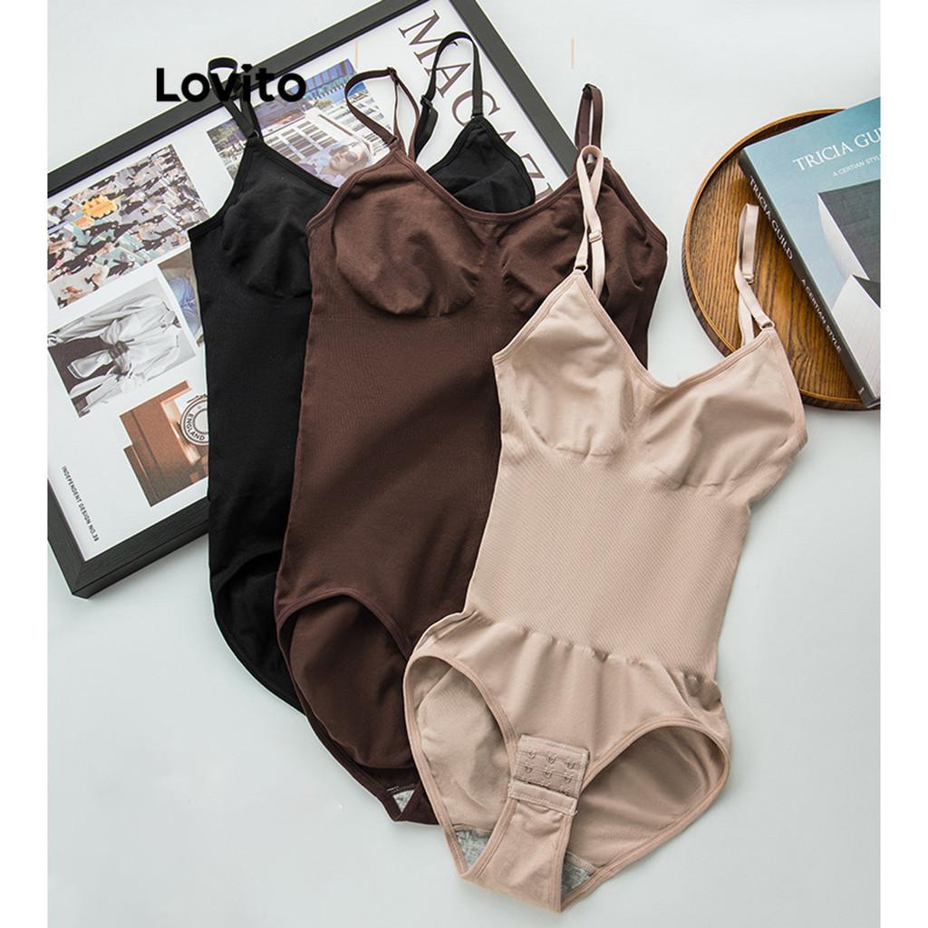 Lovito Modelador Casual De Linha De Estrutura Lisa Para Mulheres LNE65380 - Women Clothes
