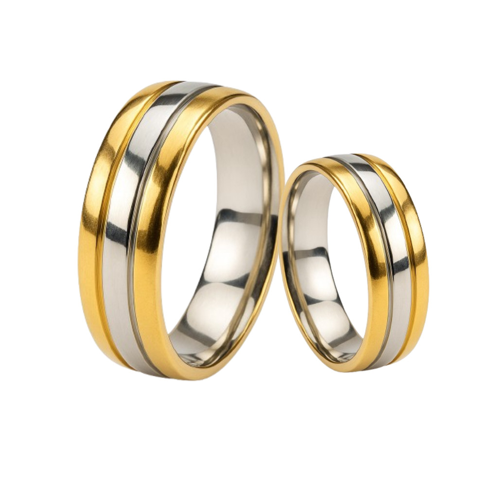 Par Alianças Ouro 18k 6mm Friso Prata Casamento Noivado Luxo Compromisso Casal em Oferta na Shopee
