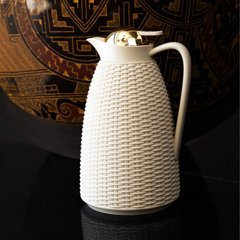 Garrafa Térmica de Plástico Bege New Rattan 1L - Wolff - Home & Living