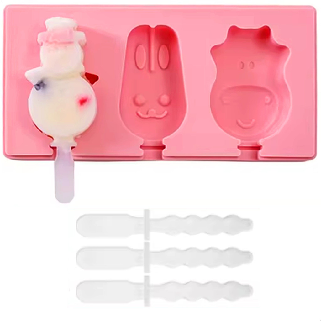 Forma De Silicone Com Palito Molde Fofo Infantil Bichinho Para Picolé Gelo Sorvete Chocolate Doces
