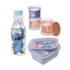 Kit Lancheira Stitch 1 Pote Marmita com Divisória 1 Garrafa 3 Organizadores Plasútil