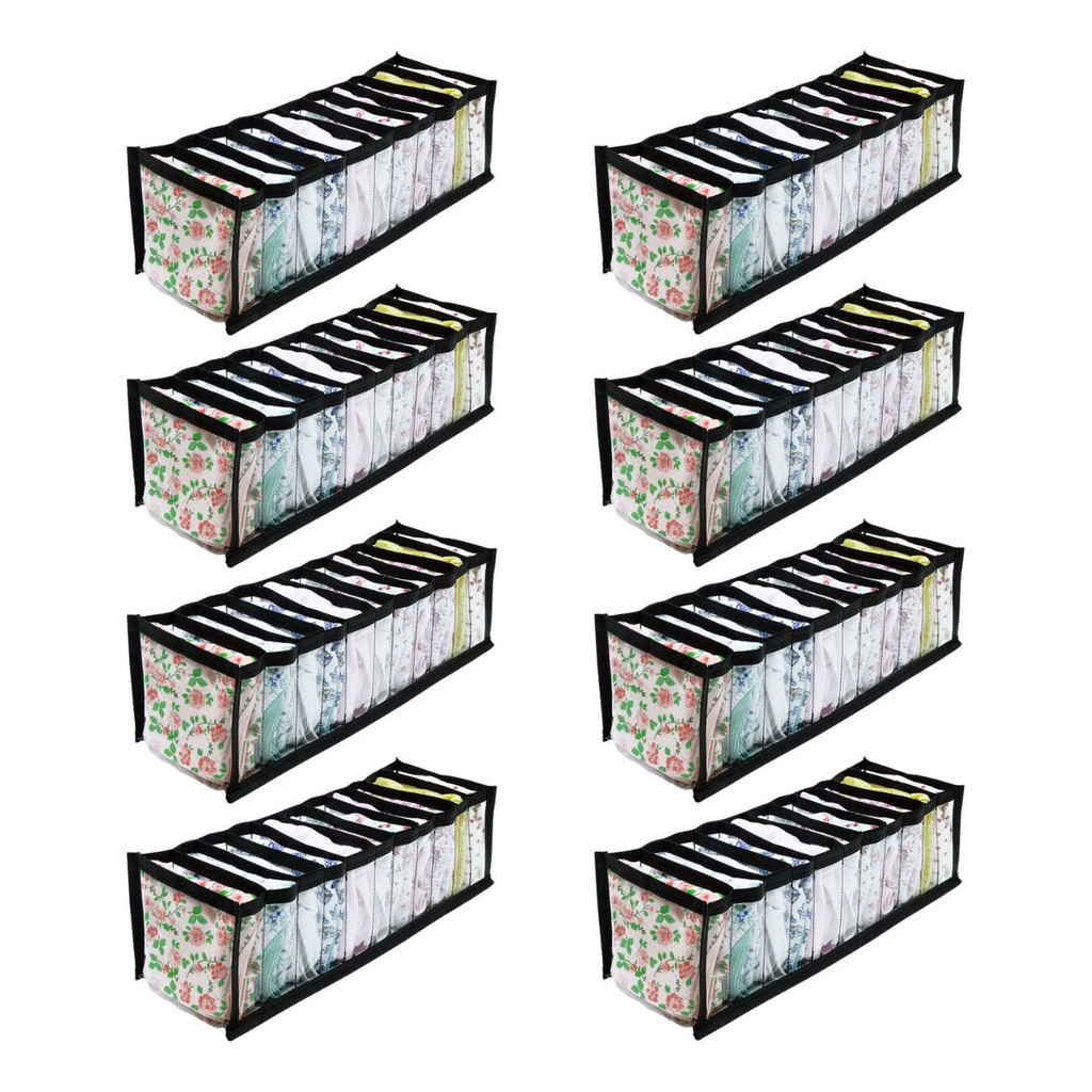 Kit 8 Organizador Transparente Flexível Roupas Gaveta Cômoda