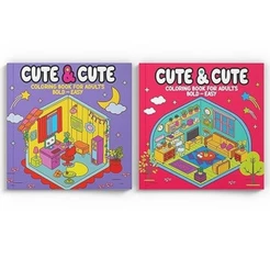 Coleção Cute & Cute Coloring Book for Adults - Kit com 2 Livros de Colorir