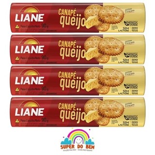 4X Biscoito Canapé Sabor Queijo 90g Liane Sem Lactose | Zero Leite | Vegano