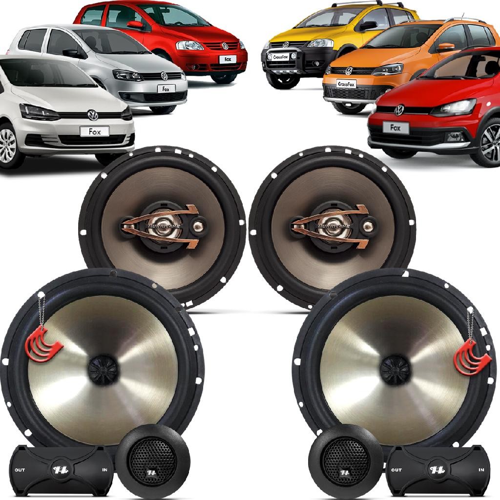 Kit Alto Falantes Dianteiros + Traseiros Volkswagen Fox Crossfox 2003/2022 - Hurricane Platino 640w em Oferta na Shopee